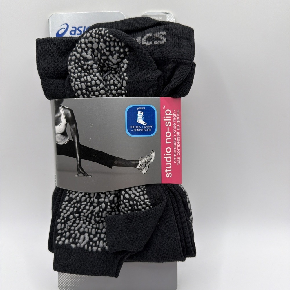 ASICS Grip‎ Socks Knee High Compression Toeless Yoga Pilates Hospital PT